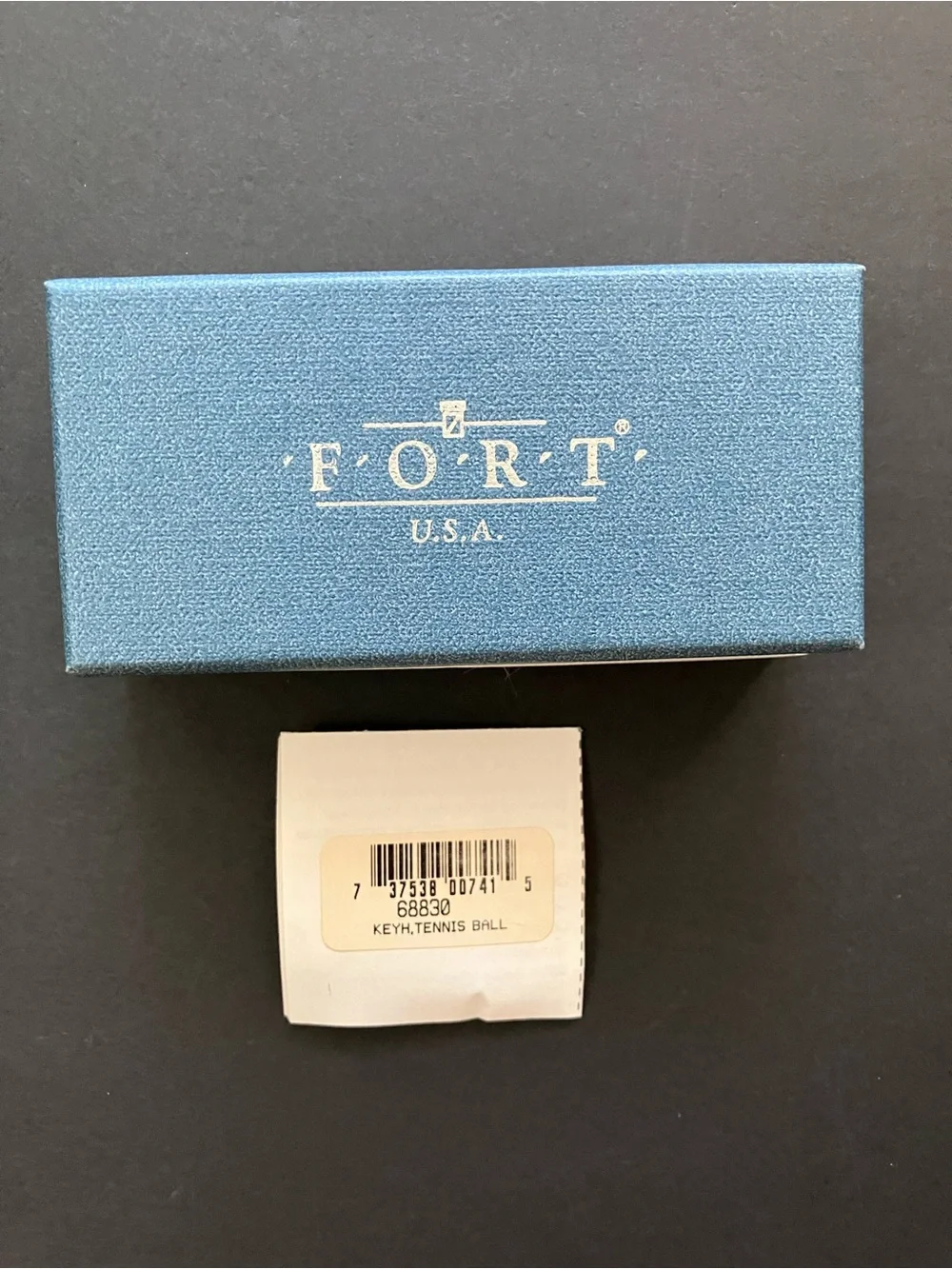 Fort USA Pewter Tennis Ball  Key Ring Chain New in Box w Pamphelt